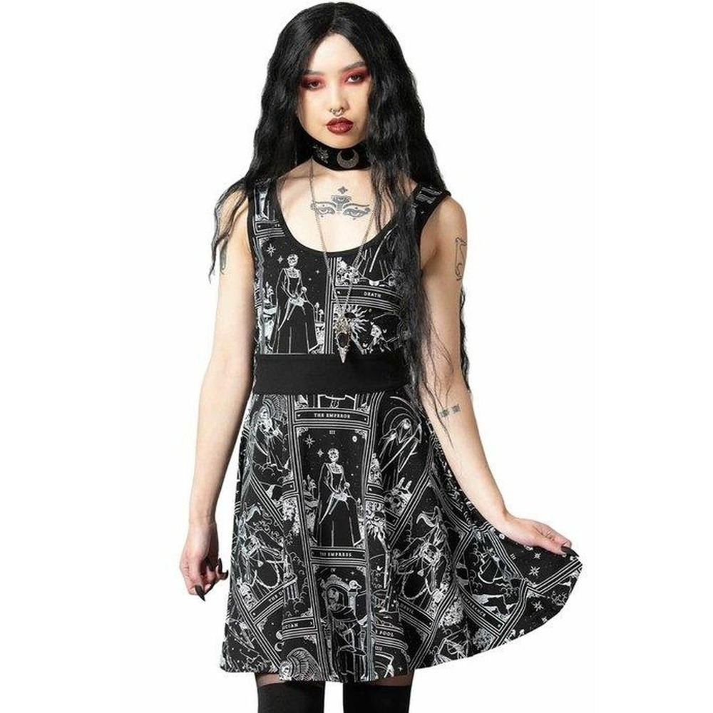 killstar spiritual guide skater dress black and‎ white plus size